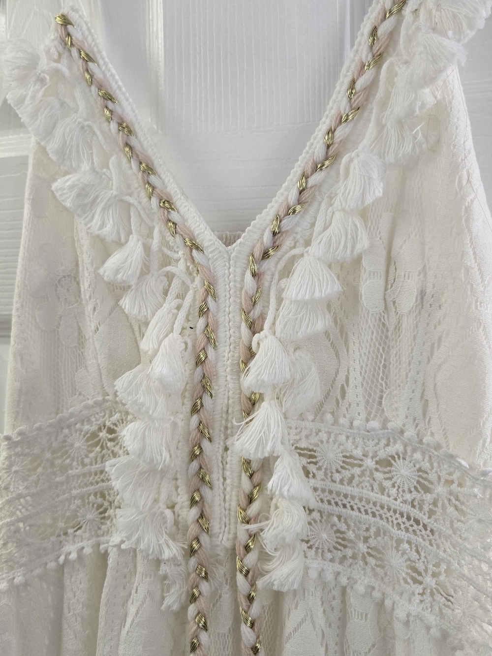 Cupshe Ivory Lace Maxi Dress with Tassel Detail - Picture 4 of 5